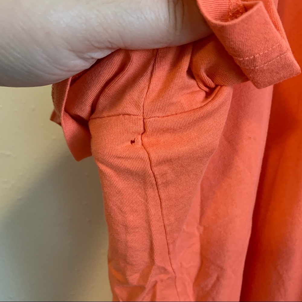 Ulla Popken Orange Pleated Scoop neck basic tee 28/30 - Picture 6 of 6